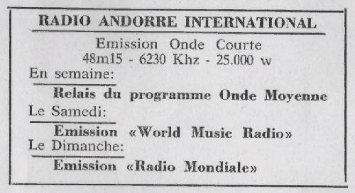 programmes en ondes courtes